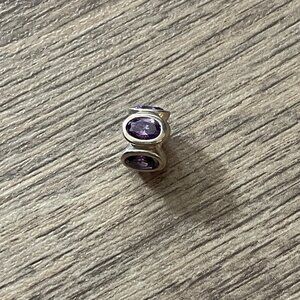 PANDORA bead, Amethyst zirconia, 5 stones, 925 sterling silver. BUNDLE & SAVE!